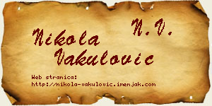 Nikola Vakulović vizit kartica